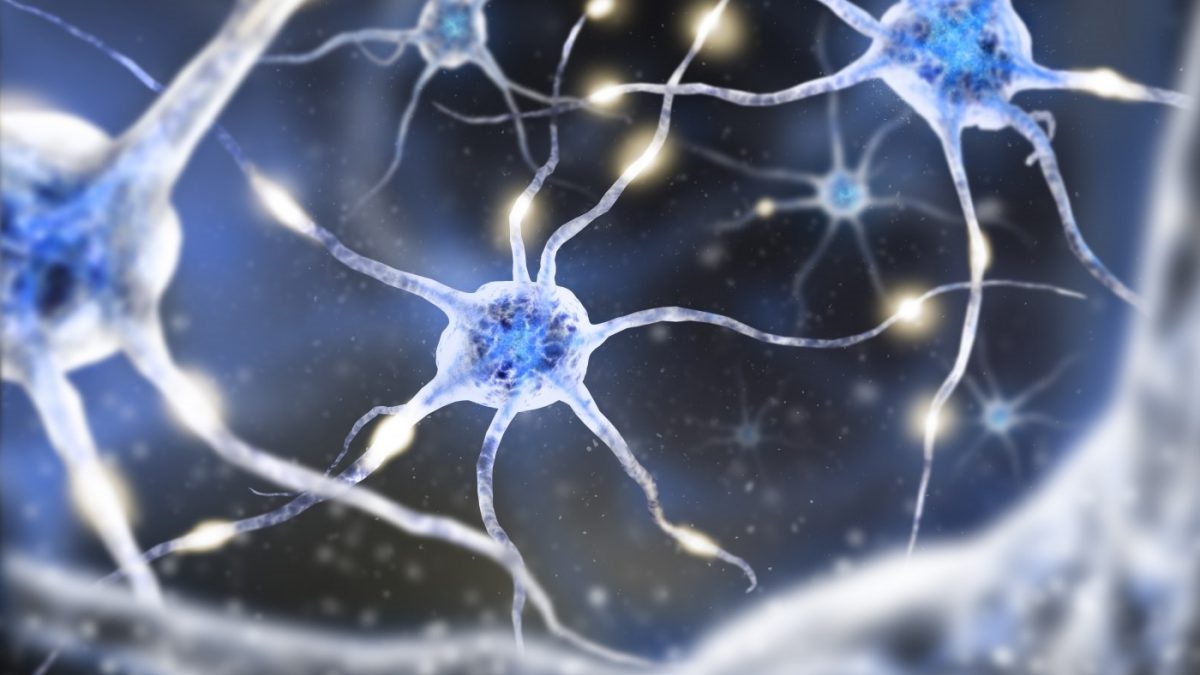 blue and white neuron sending signals