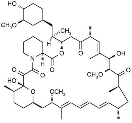 The chemical structure of rapamycin