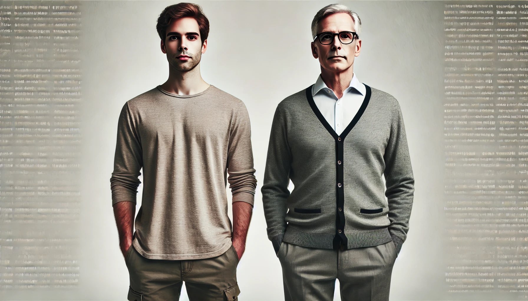 A man when he is about 40 and the same man when he is about 60.