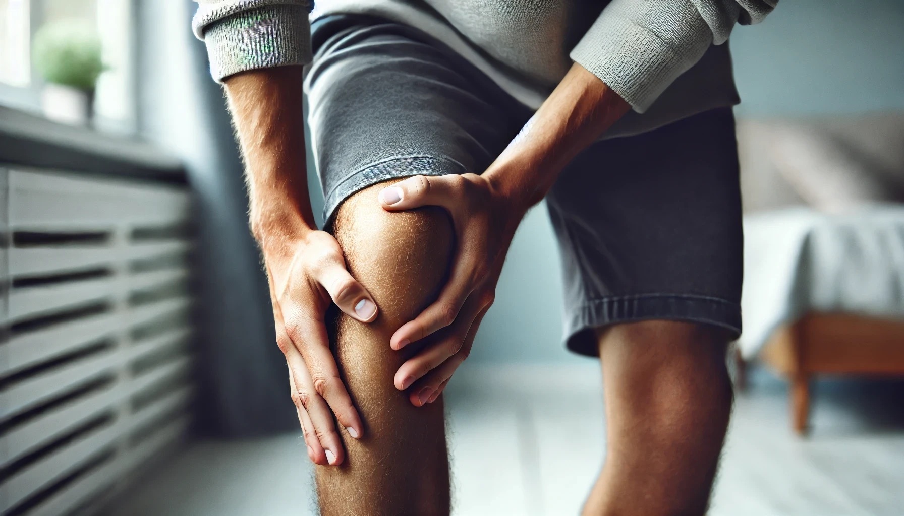 Someone holding their knee as if in pain.