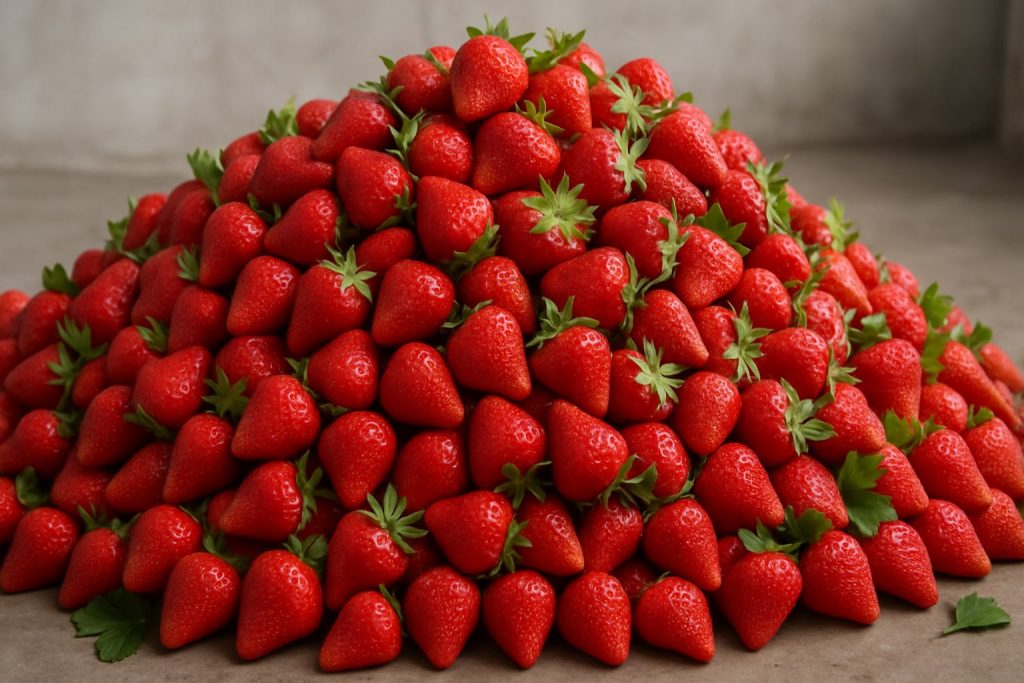 A pile of strawberries
