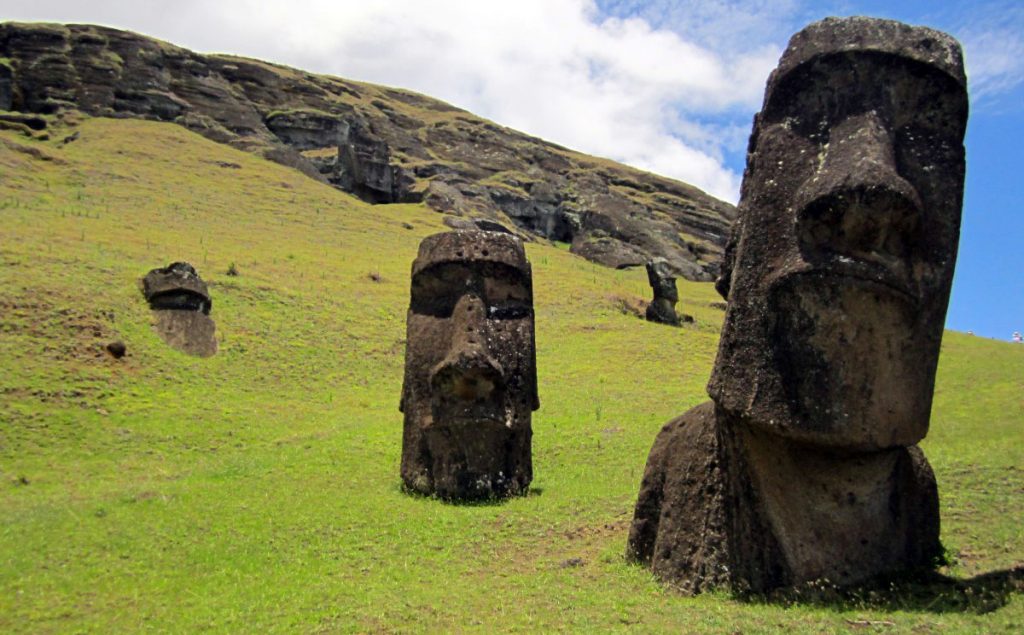 An image of the stone faces on Easter Island