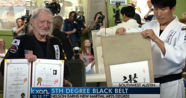 At age 81, Willie Nelson received a fifth-degree black belt.